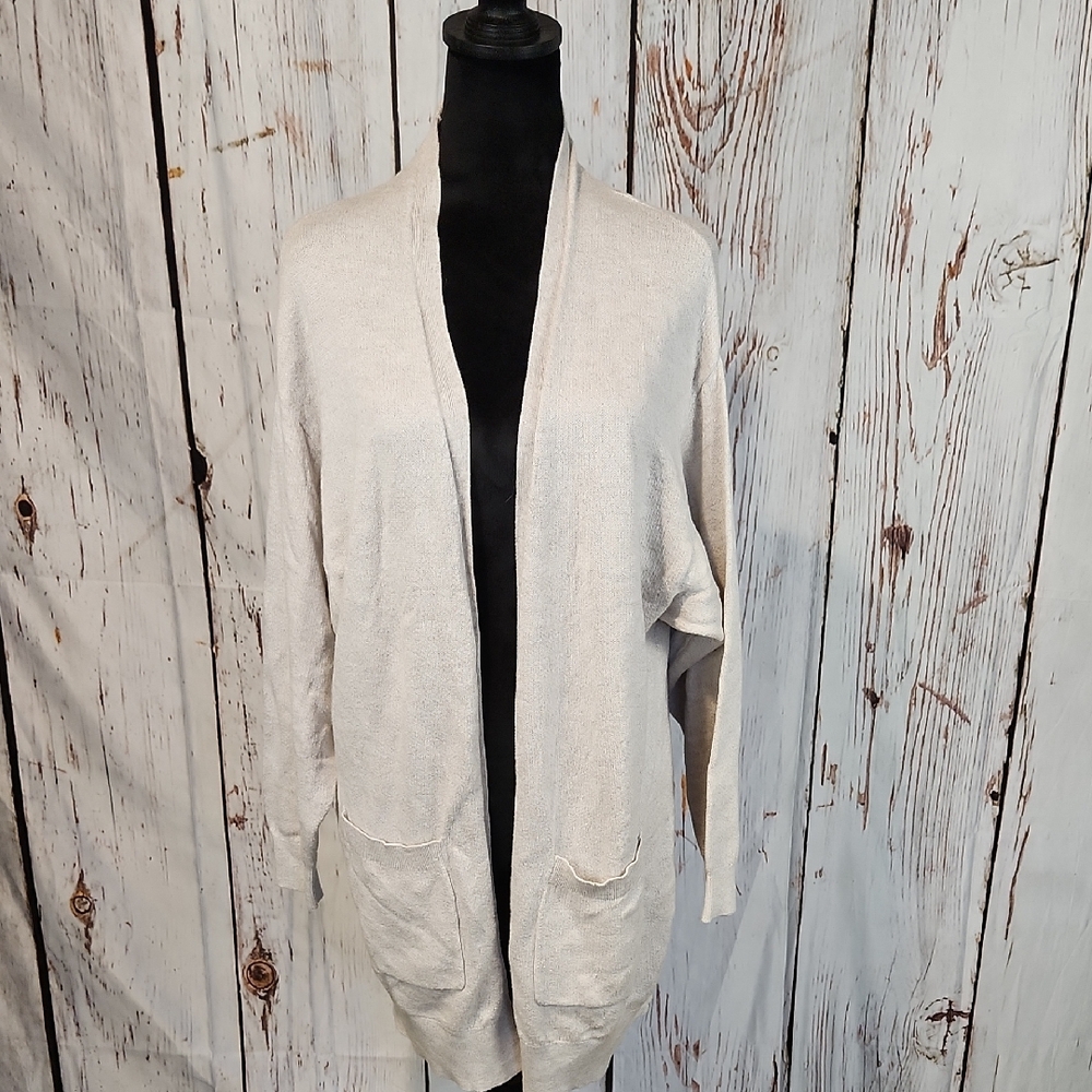 Express Oatmeal Open Front Cardigan S